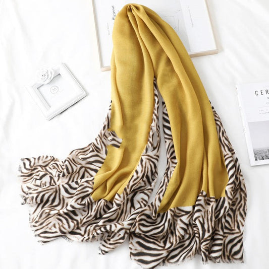 Men's And Women's Cotton Scarf Casual Print Long Gauze Scarf