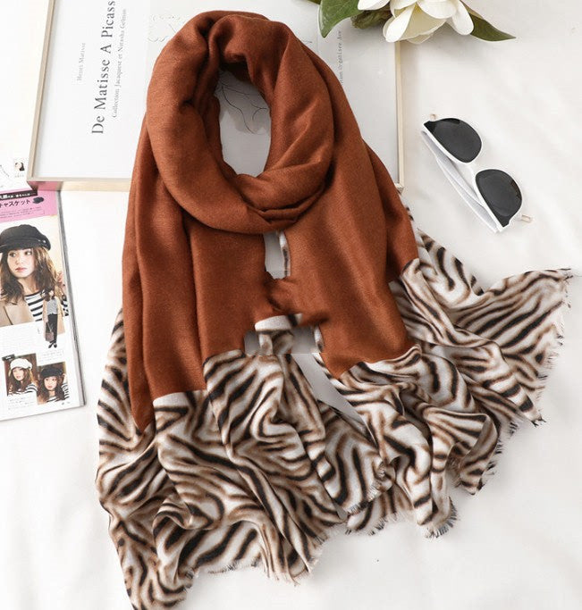 Men's And Women's Cotton Scarf Casual Print Long Gauze Scarf