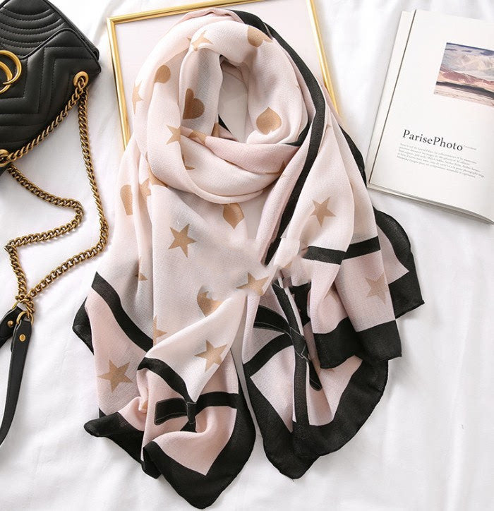 Men's And Women's Cotton Scarf Casual Print Long Gauze Scarf