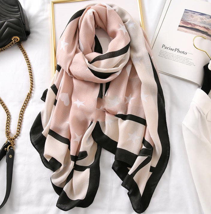 Men's And Women's Cotton Scarf Casual Print Long Gauze Scarf