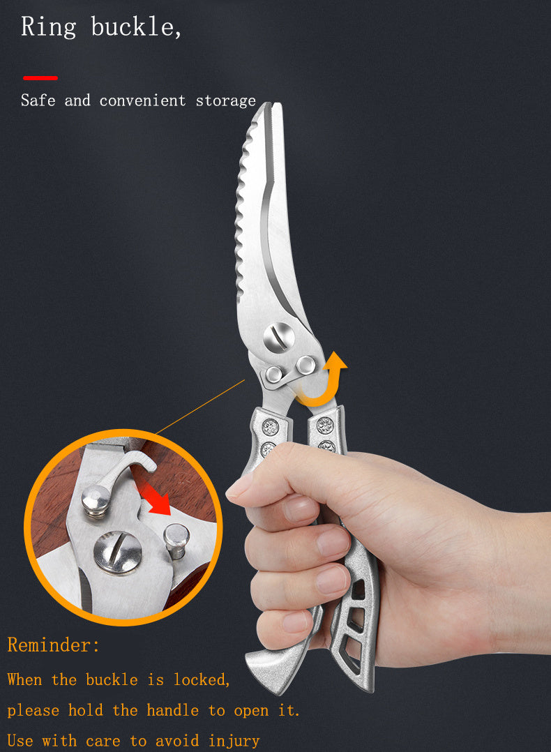 Kitchen Multifunctional Stainless Steel Scissors – Chicken Bone Cleaver, Fish Scale Remover &amp; Meat Cutter! - JumoShop