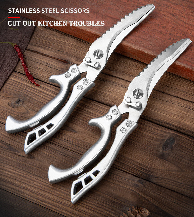 Kitchen Multifunctional Stainless Steel Scissors – Chicken Bone Cleaver, Fish Scale Remover &amp; Meat Cutter! - JumoShop