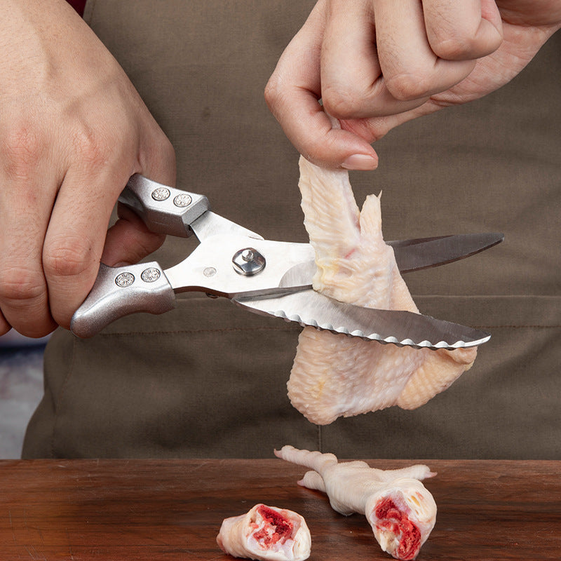 Kitchen Multifunctional Stainless Steel Scissors – Chicken Bone Cleaver, Fish Scale Remover &amp; Meat Cutter! - JumoShop