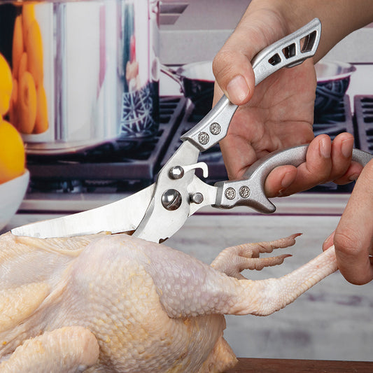 Kitchen Multifunctional Stainless Steel Scissors – Chicken Bone Cleaver, Fish Scale Remover &amp; Meat Cutter! - JumoShop