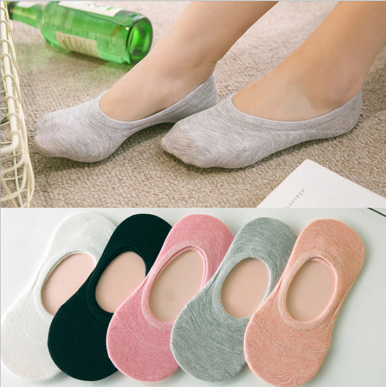 Women's Solid Color Socks - Low Cut Shallow Mouth Leisure Boat Socks