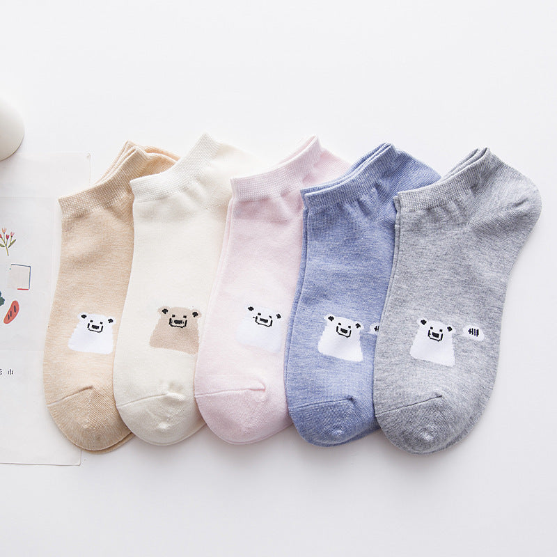 Women's Solid Color Socks - Low Cut Shallow Mouth Leisure Boat Socks