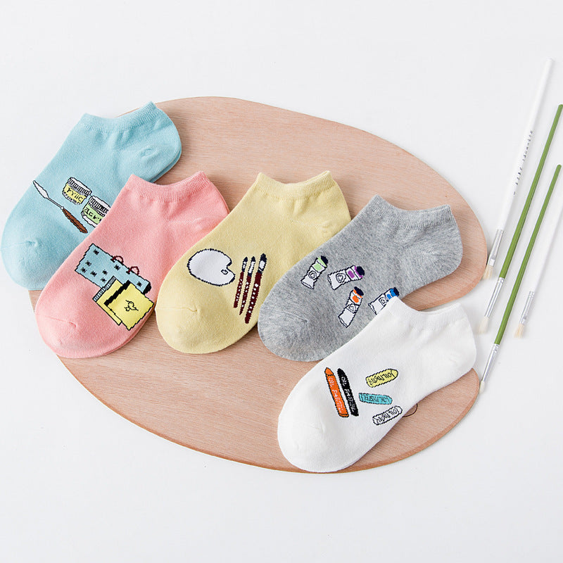 Women's Solid Color Socks - Low Cut Shallow Mouth Leisure Boat Socks