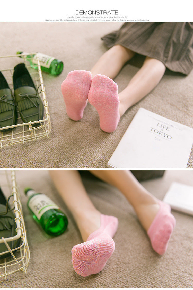 Women's Solid Color Socks - Low Cut Shallow Mouth Leisure Boat Socks