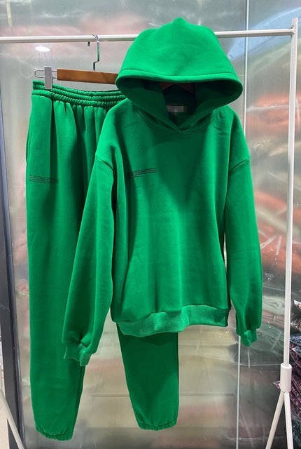 Solid Cotton Hooded Sweatshirts - Hoodies Track Pants Joggers