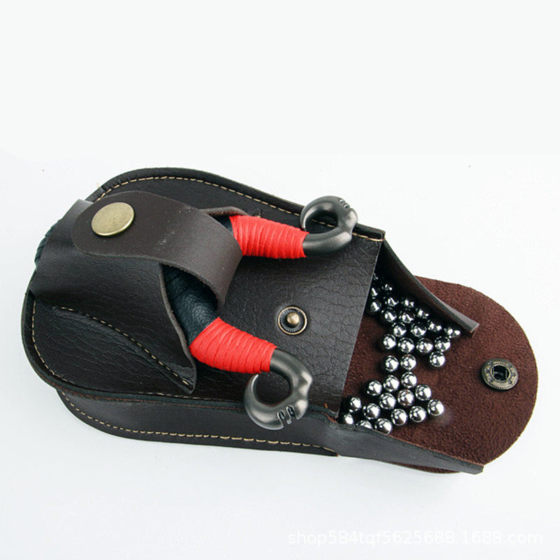 Slingshot - All-In-One Bag Leather Belt Bag Steel Ball Bag Marbles Are Durable And Not Deformed Outdoors