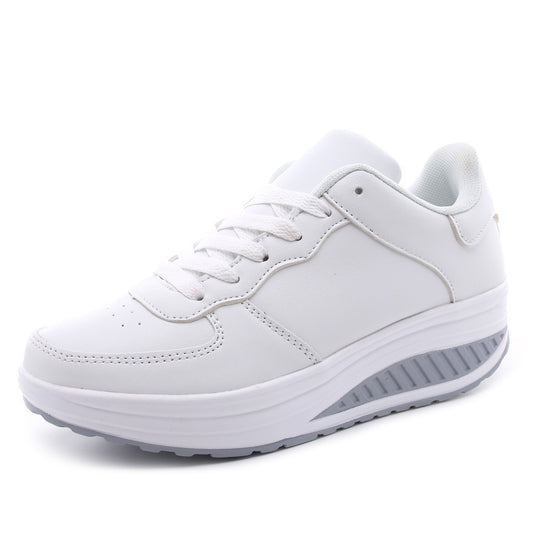 Women's Shoes - Flying Woven Leather Shoes, Sports Platform Shoes, Student Platform Shoes