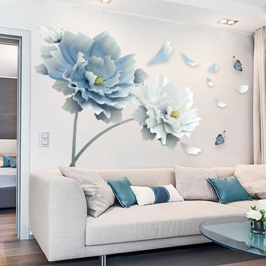 Elegant Floral Bedroom Bedside Wall Sticker – Extra Large Waterproof PVC Mural - JumoShop