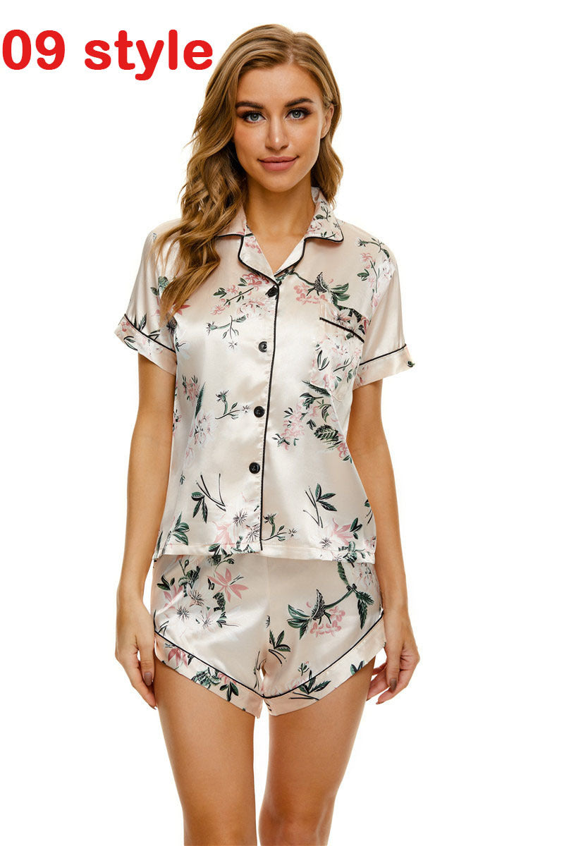 Summer Satin Women Pajamas  - V-Neck Stretch Lingerie Female Sleepwear Casual Shorts Set Loungewear Women