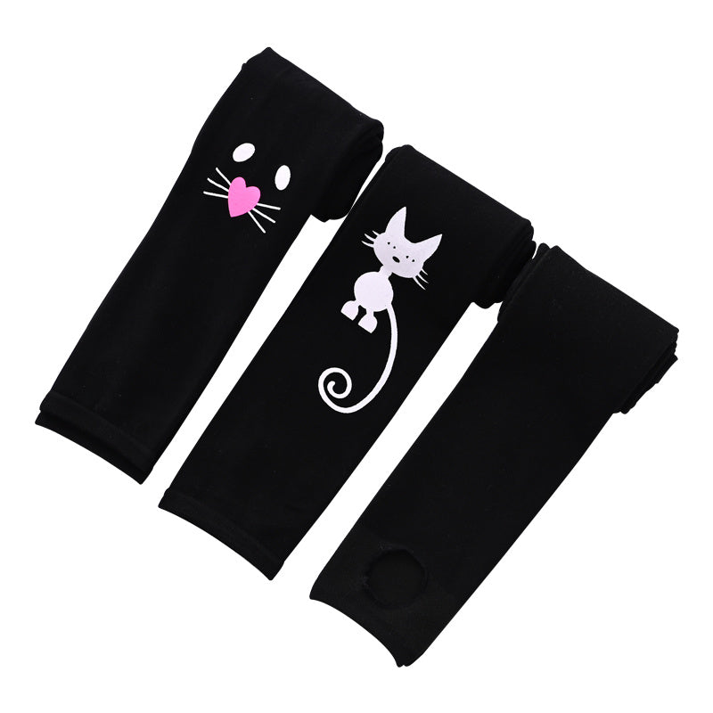 Girls' Cute Patterned Stretch Leggings – Cat Print & Colorful Bow Designs