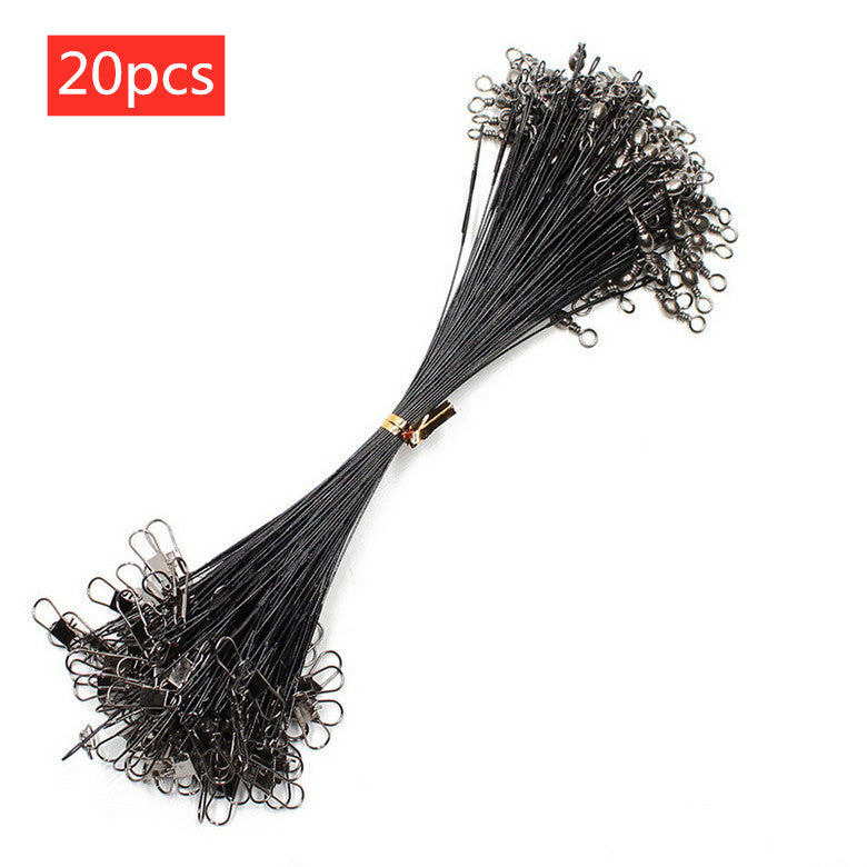 20PCS Anti Bite Steel Fishing Line Steel Wire --- Leader With Swivel Fishing Accessory Lead Core Leash Fishing Wire 15CM-50CM