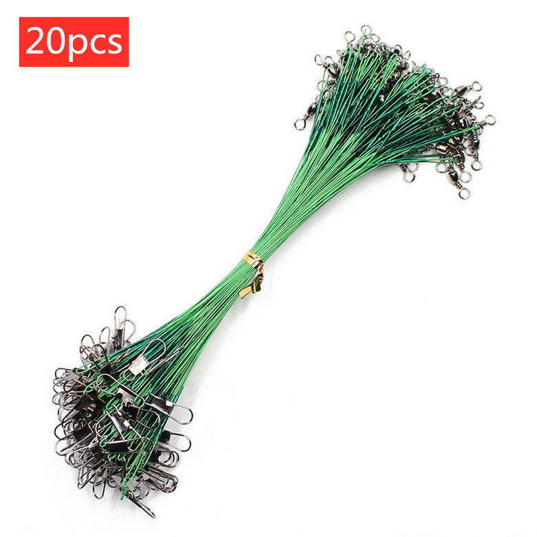20PCS Anti Bite Steel Fishing Line Steel Wire --- Leader With Swivel Fishing Accessory Lead Core Leash Fishing Wire 15CM-50CM