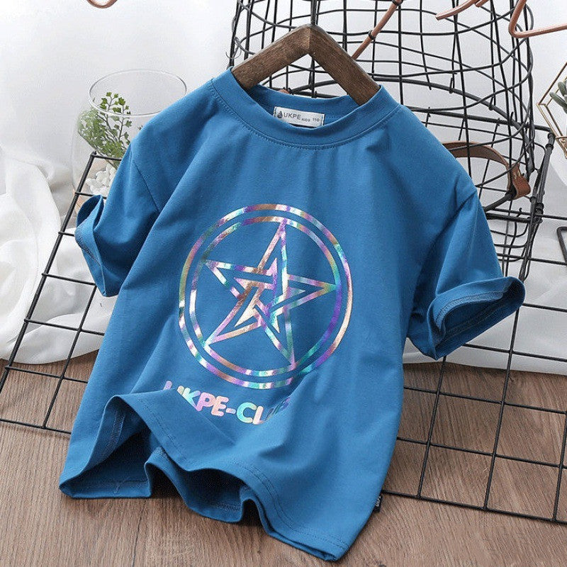 Boys' Short Sleeve T-shirt - Net Red Laser Reflective Cub