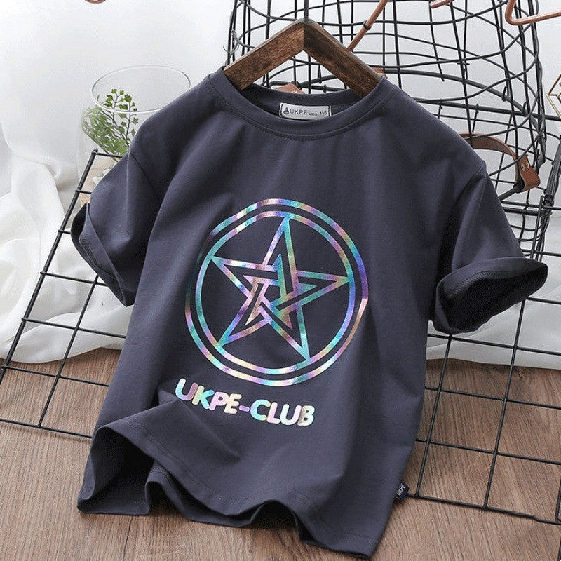 Boys' Short Sleeve T-shirt - Net Red Laser Reflective Cub