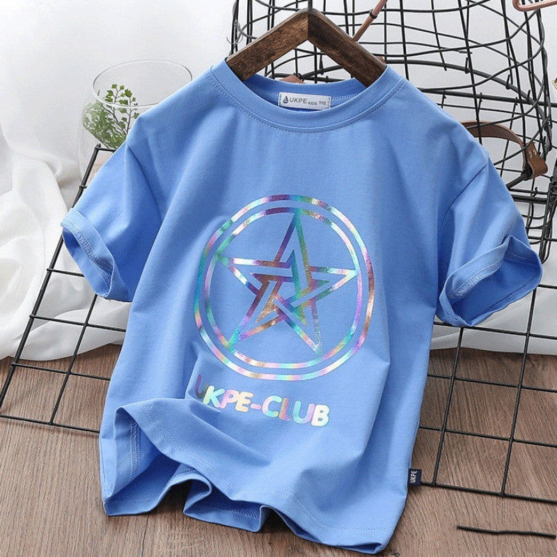 Boys' Short Sleeve T-shirt - Net Red Laser Reflective Cub