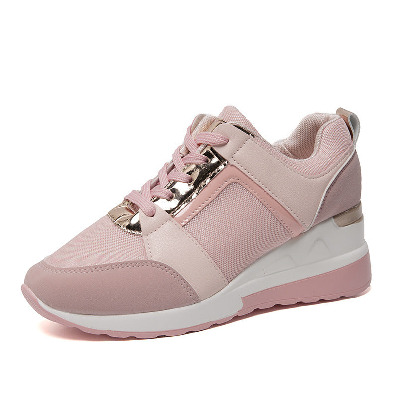 Sneakers Platform Wedge Heel - Casual Shoes Lace-up Mesh Sneakers