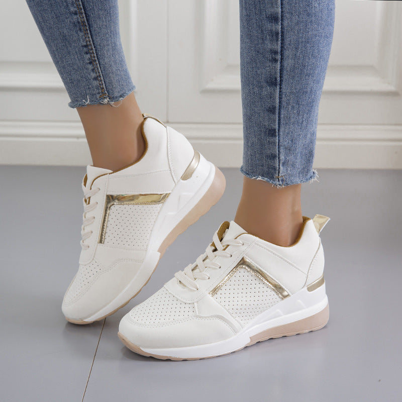 Sneakers Platform Wedge Heel - Casual Shoes Lace-up Mesh Sneakers