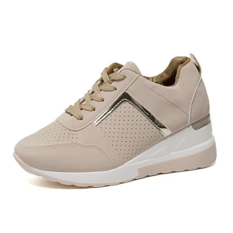 Sneakers Platform Wedge Heel - Casual Shoes Lace-up Mesh Sneakers