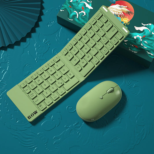 New Style Folding Bluetooth Keyboard And Mouse Set - Wireless Mute Portable Keyboard For Business And Travel