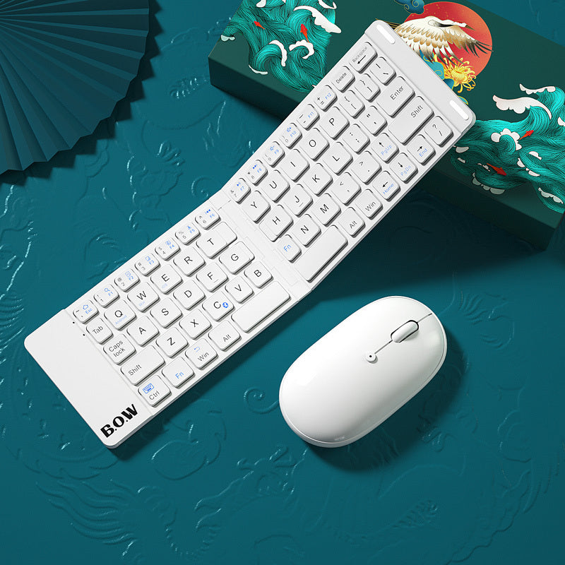 New Style Folding Bluetooth Keyboard And Mouse Set - Wireless Mute Portable Keyboard For Business And Travel