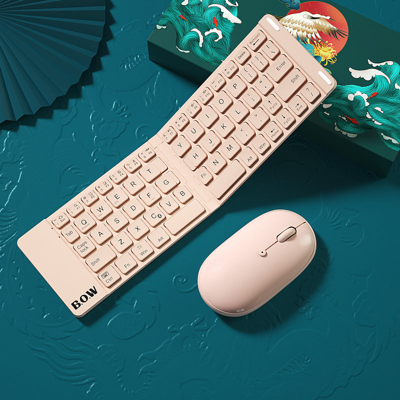 New Style Folding Bluetooth Keyboard And Mouse Set - Wireless Mute Portable Keyboard For Business And Travel