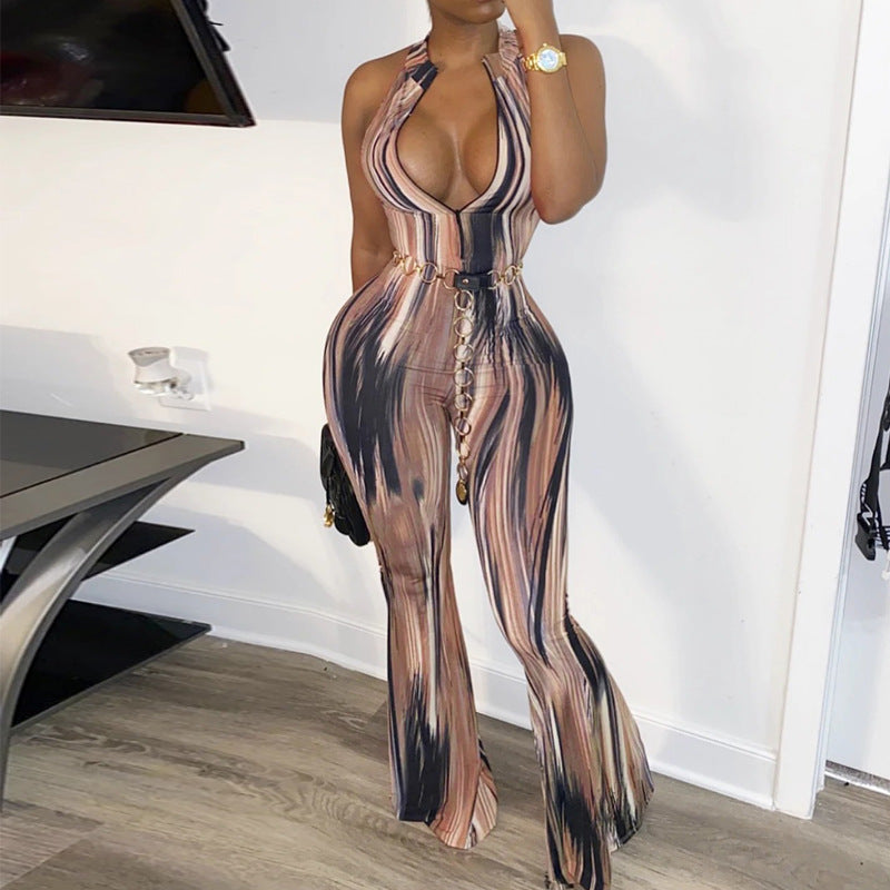 Halter Neck Printed Jumpsuit