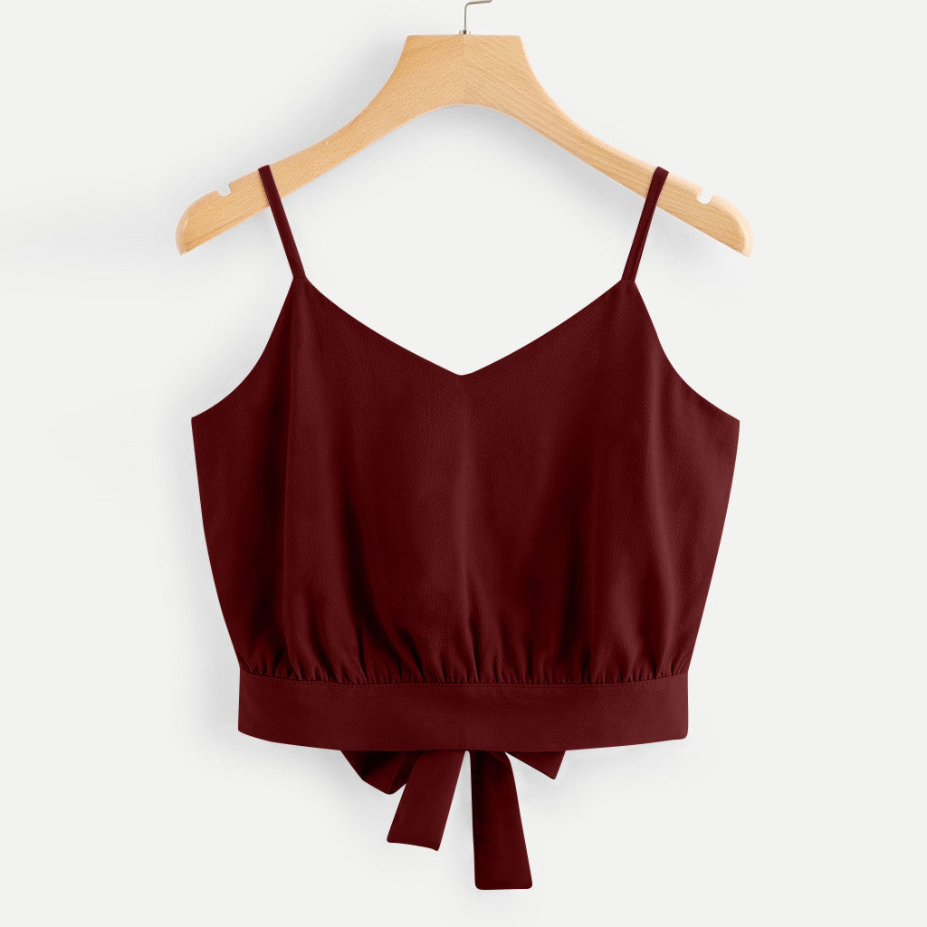 Chic Tie-Back Cami – Effortless Elegance for Summer Days! Women Tank Tops Summer Camisole Vest T Shirt - JumoShop