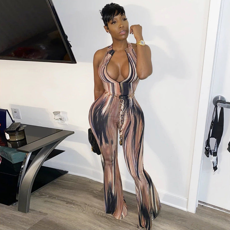 Halter Neck Printed Jumpsuit
