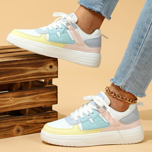 Trendy Fashion Platform Sneakers - Soft Bottom Comfortable Lace-up Outdoor Casual Flat Shoes