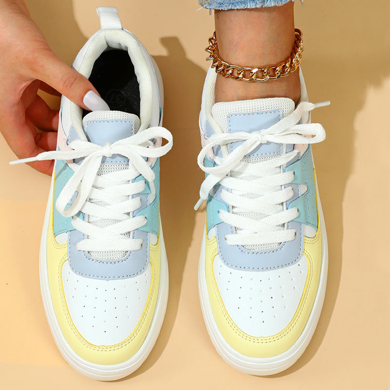 Trendy Fashion Platform Sneakers - Soft Bottom Comfortable Lace-up Outdoor Casual Flat Shoes