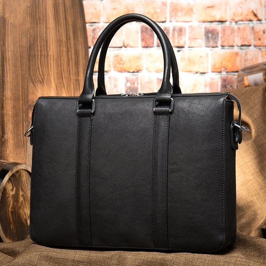 Vintage Men's Leather Briefcase - Fashionable Business 14 Inch Computer Handbag