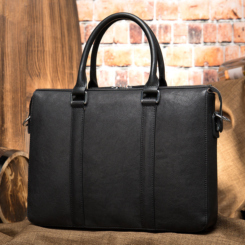Vintage Men's Leather Briefcase - Fashionable Business 14 Inch Computer Handbag