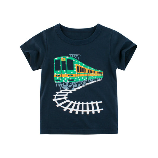 All Aboard!  Boys' Train Graphic Short Sleeve T-Shirt! Boys short sleeve T-shirt - JumoShop