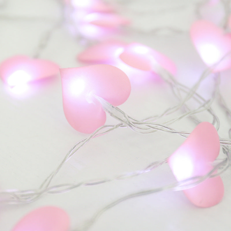 Led Lights -  Curtain Lights Fabric Peach Heart String Lights