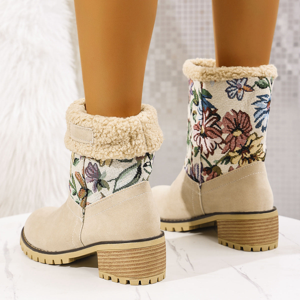 Flowers Embroidered Snow Boots For Women