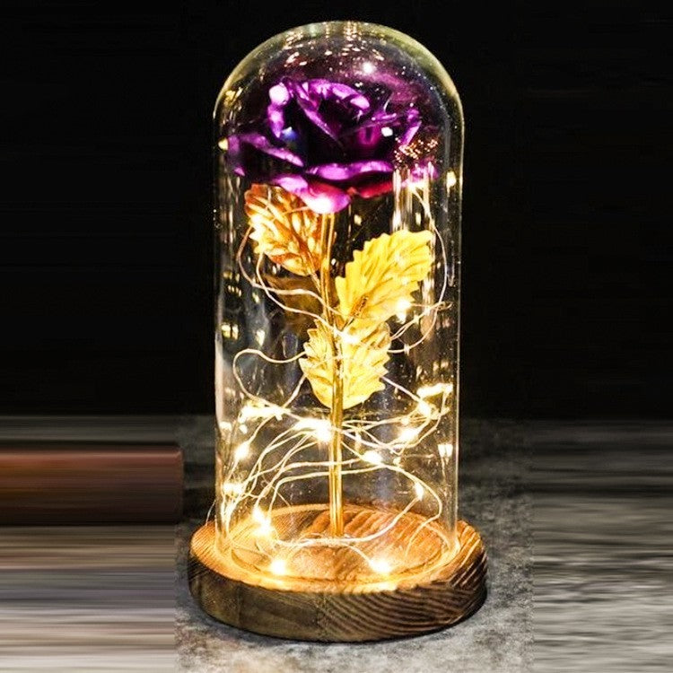 Glass Cover Luminous Led Ornament - Mothers Day Wedding Favors Bridesmaid Gift Immortal Simulation Rose