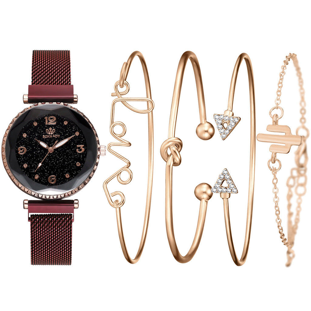 Elegant Starry Sky Magnetic Bracelet Watch – A Timeless Statement Piece ✨ Women Watches Starry Sky Magnet Buckle Fashion Bracelet Wristwatch Roman Numeral Simple Clock Gift - JumoShop