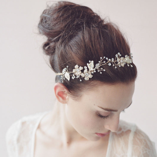 Modern High-end Bride Pearl Crystal Headdress - Ornament jewelry crown hair headdress handmade jewelry trade