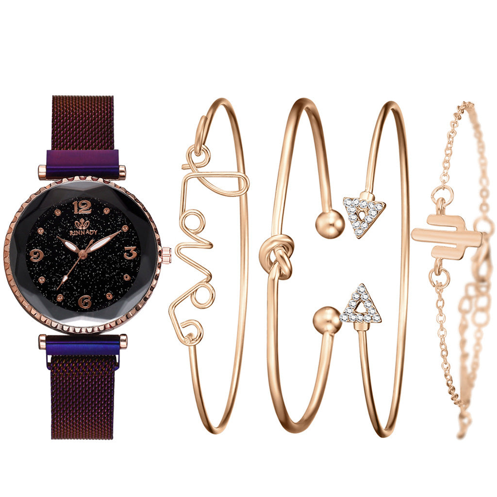 Elegant Starry Sky Magnetic Bracelet Watch – A Timeless Statement Piece ✨ Women Watches Starry Sky Magnet Buckle Fashion Bracelet Wristwatch Roman Numeral Simple Clock Gift - JumoShop