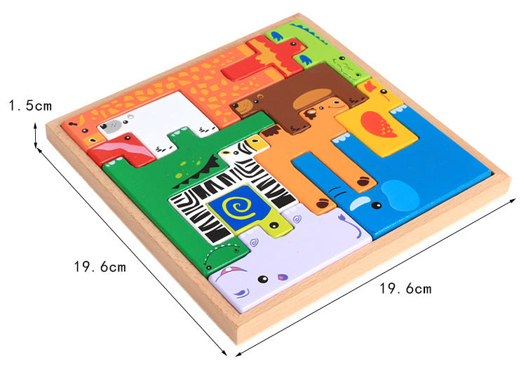 High Quality Baby Wooden Toys 3D Blocks - Animal Building Blocks Stack Blocks Beech Wood Creative Children Birthday Christmas Gift