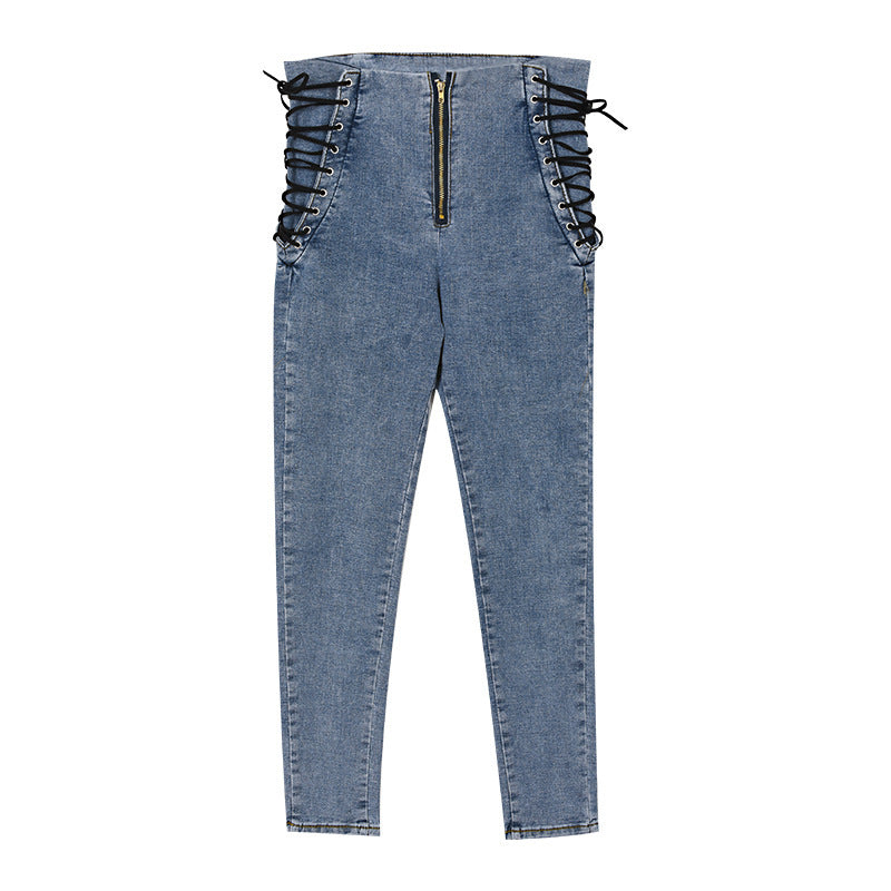 High Waist Skinny Cropped Pencil Jeans