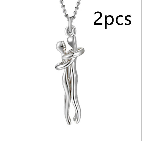 Love Hug Necklace - Unisex Men Women Couple Jewelry Chain Valentines Day Lover Gift