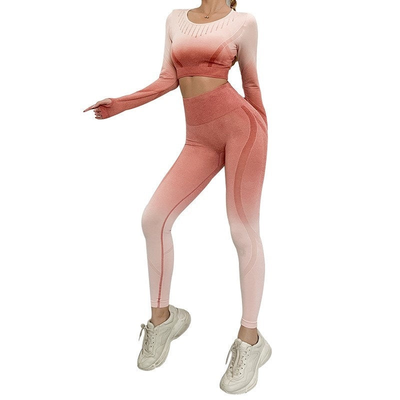 Ultimate Seamless Yoga Set – Sculpt, Stretch & Slay in Style!✨️‍♀️ Women Yoga Suit Sport Tops Pants Set Fitness - JumoShop