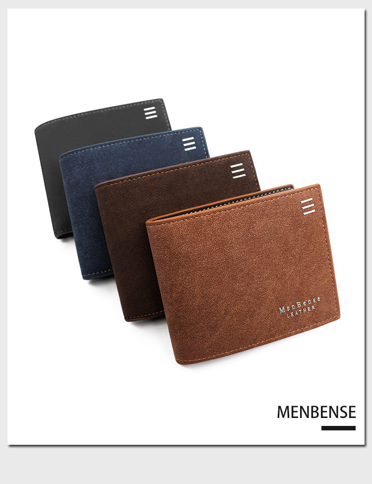 New Personalized Men's Short Wallet - Fashion Silk Screen Wallet Men's Frosted Clutch Wallet