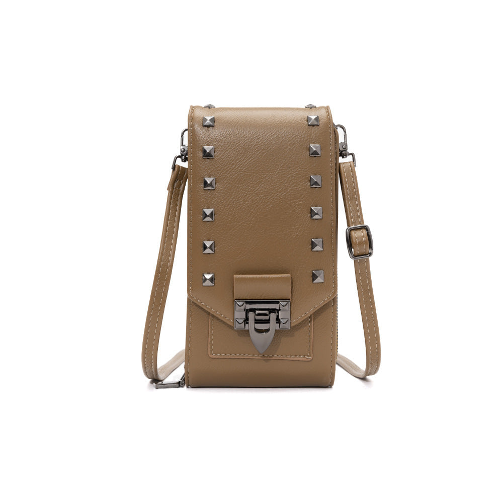 Rivet Design Shoulder Bags - Mobile Phone Handbag Solid Color Crossbody Bags Women