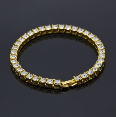 Tin Alloy Gold Color Iced Bracelet - Men's Hip Hop Chain Street Rock Jewelry
